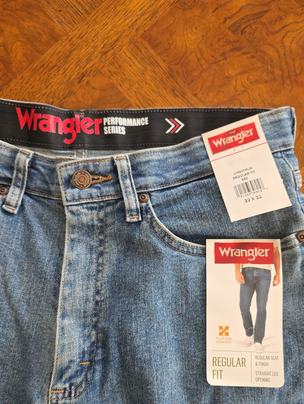 Wrangler 550 Performance Series Regular Fit Jeans Men's Size 32x32 Denim Blue - Picture 3 of 8